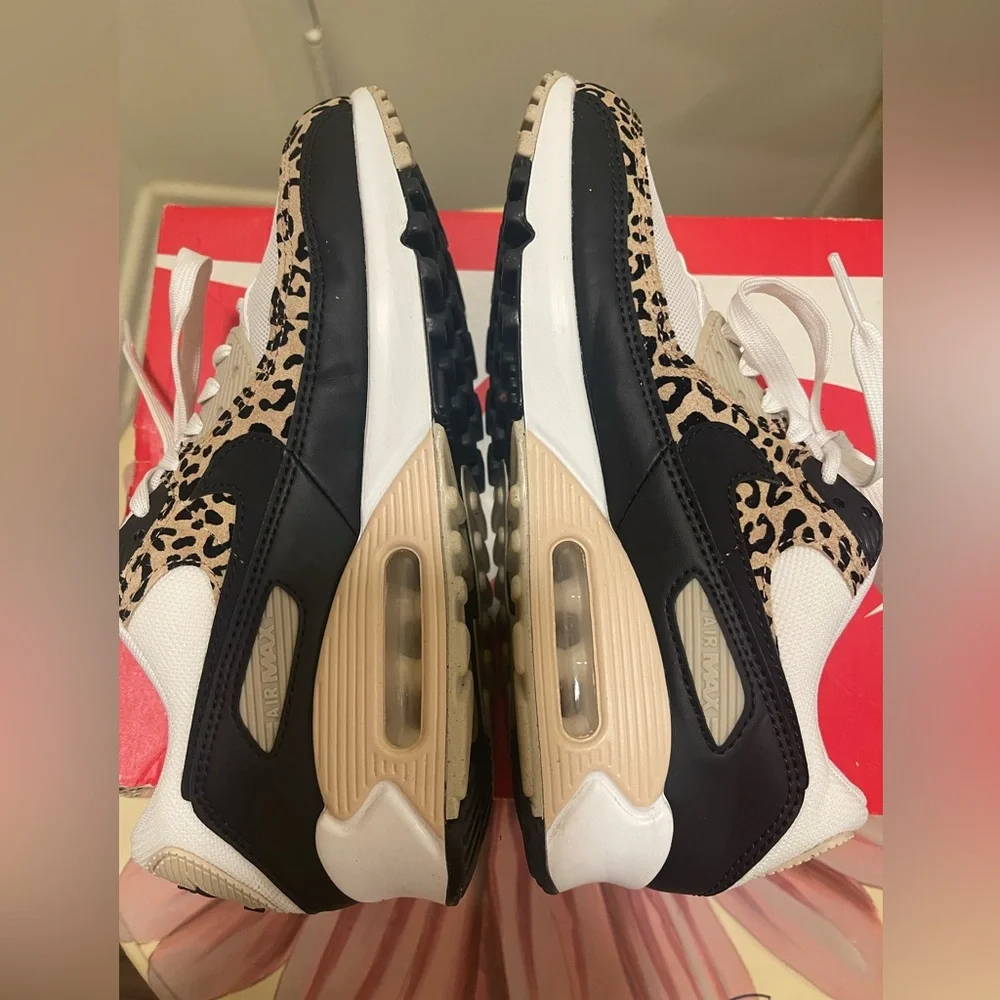 Nike White and Leopard Print Air Max Sneakers - Picture 4 of 5